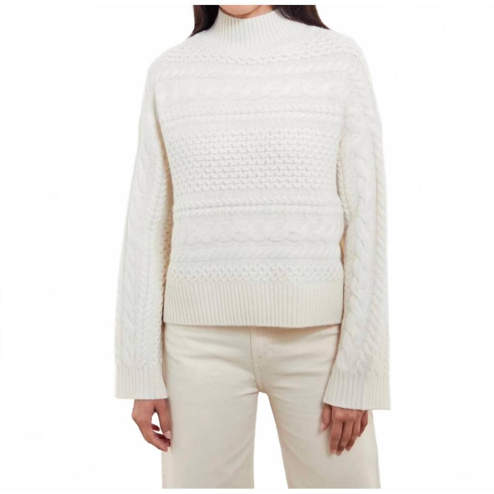 NEW &ISLA misha cable mock neck sweater in snow